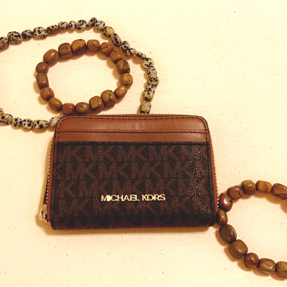 Michael Kors Monogram Jet Set medium zip around wallet.Pristine Condition.Clean.